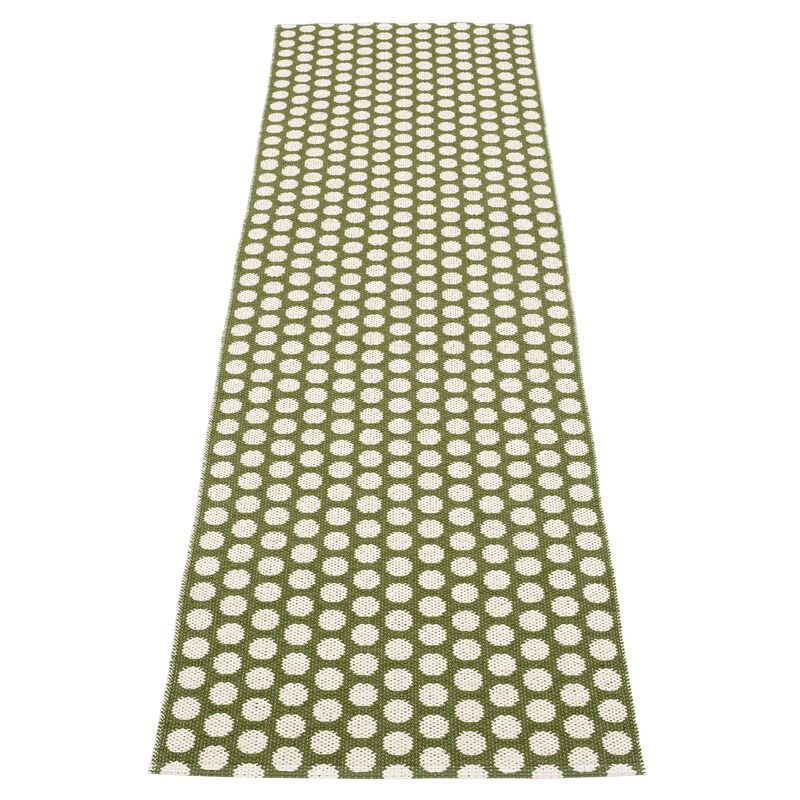 Noa gulvtæppe 70 cm x 250 cm, dark olive/vanilla