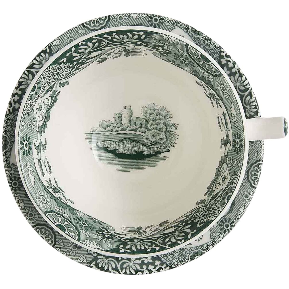 Heritage Green Italian morgenmadskop med underkop 28 cl, grøn/hvid