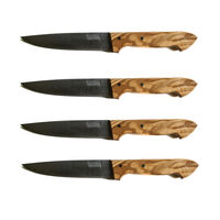 Pöytäveitsi, ruostumaton teräs/oliivipuu, 4 kpl