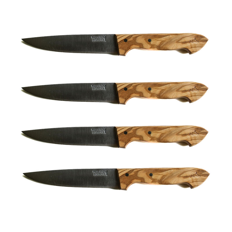 Pöytäveitsi, ruostumaton teräs/oliivipuu, 4 kpl