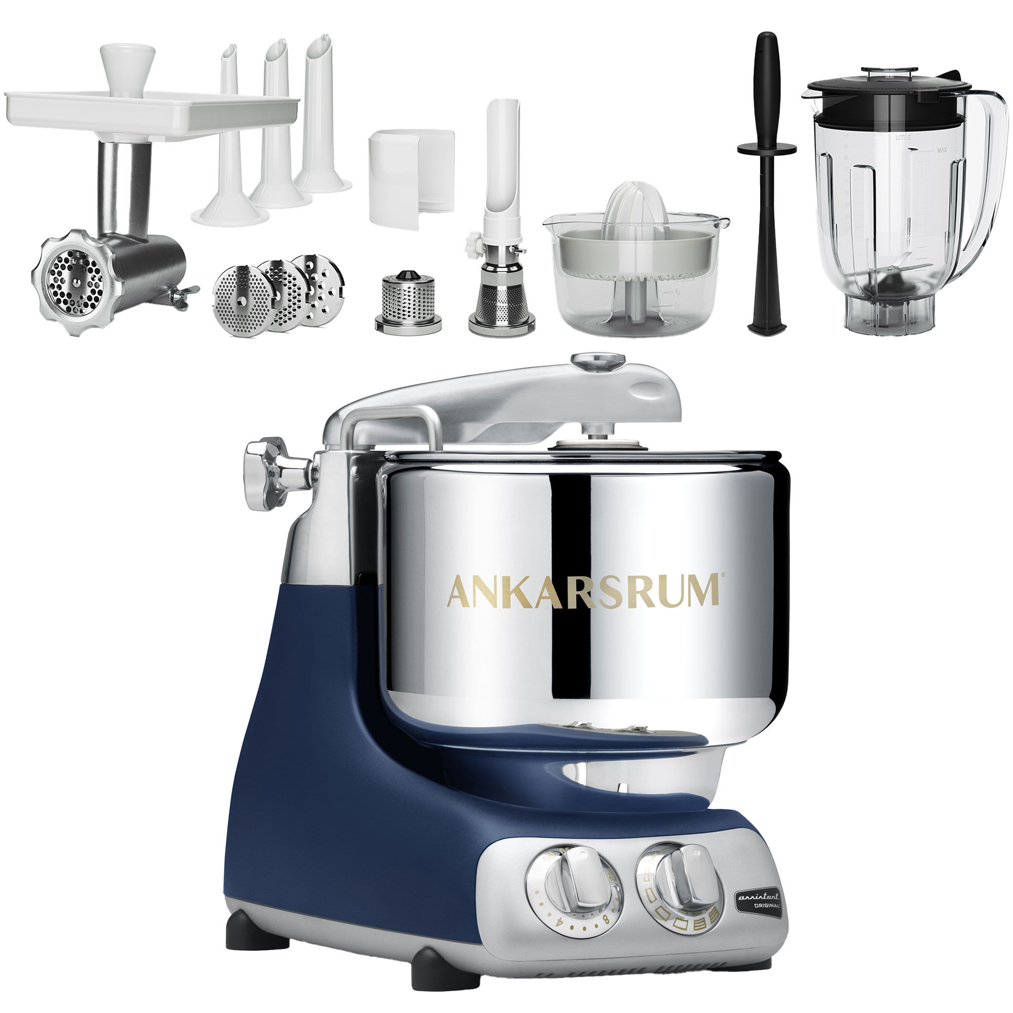 Ankarsrum AKM 6230 Køkkenmaskine + Deluxe pakke, Royal Blue