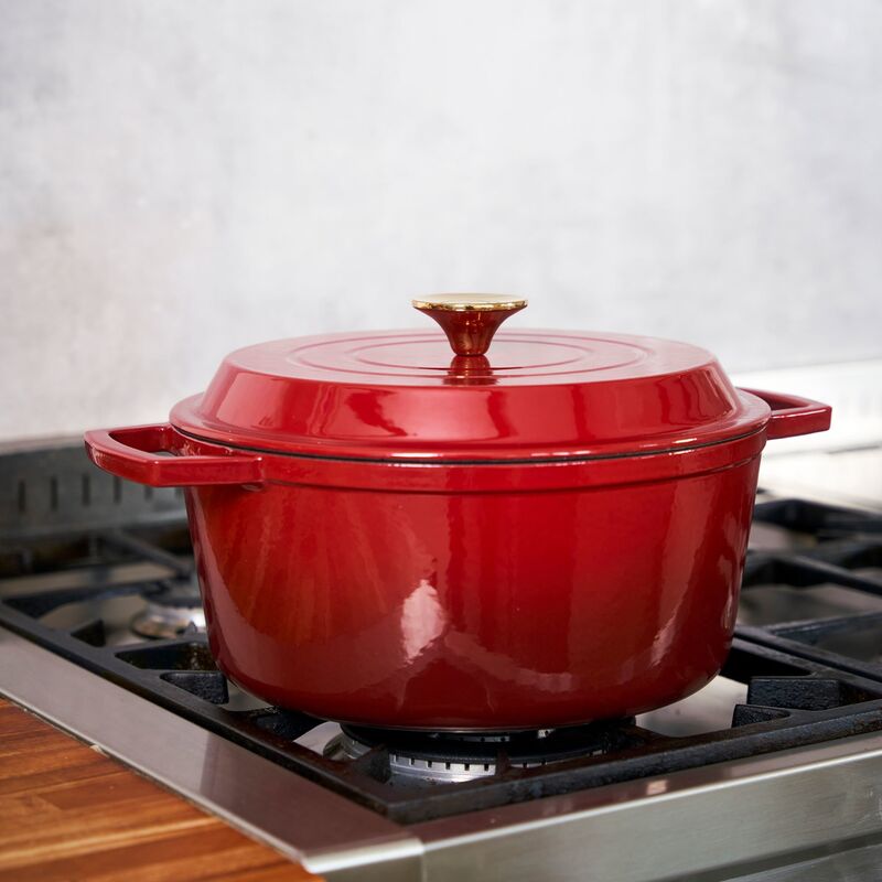 Støbejernsgryde 5 liter, rød