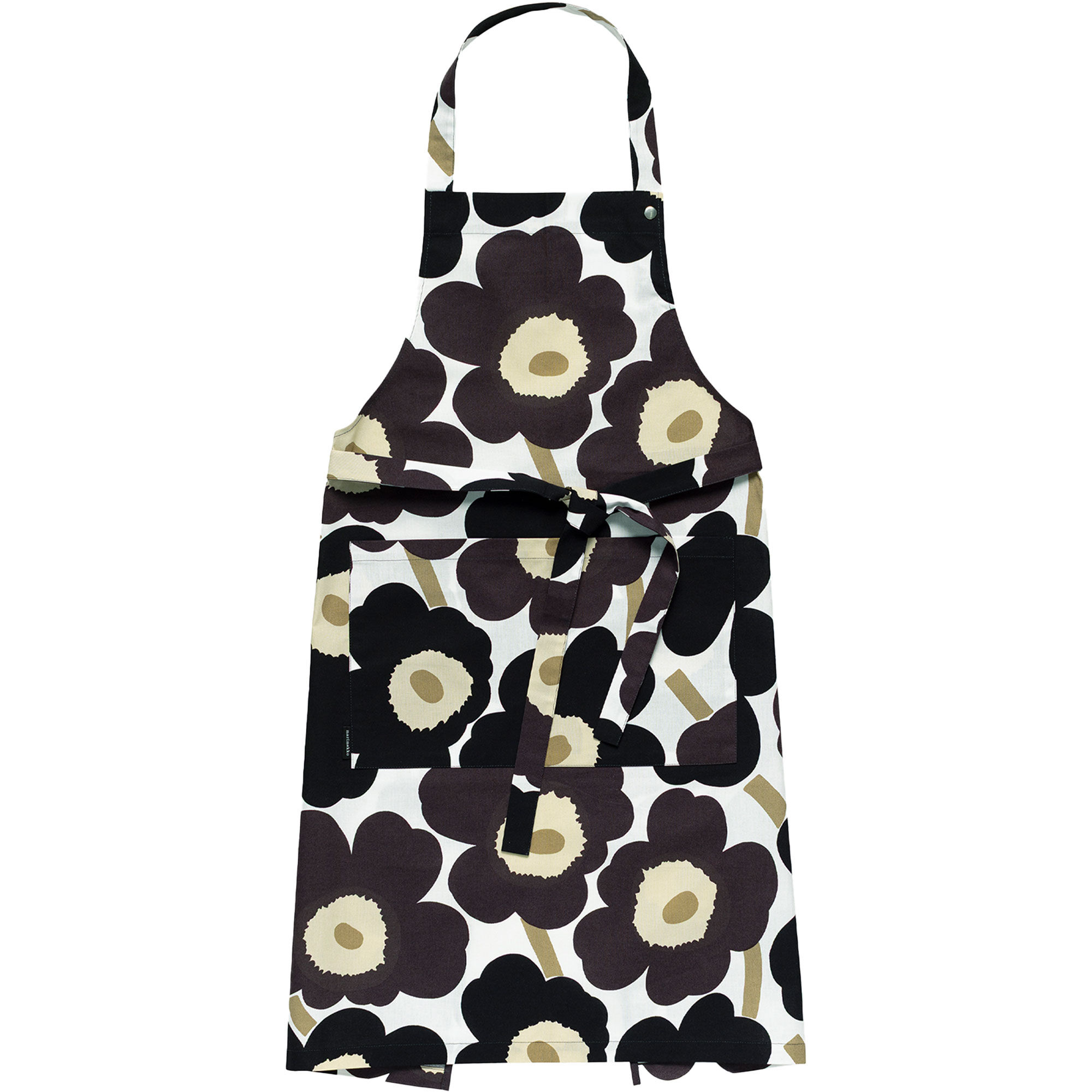 Marimekko Pieni Unikko forkle, hvit/mørkegrå/beige