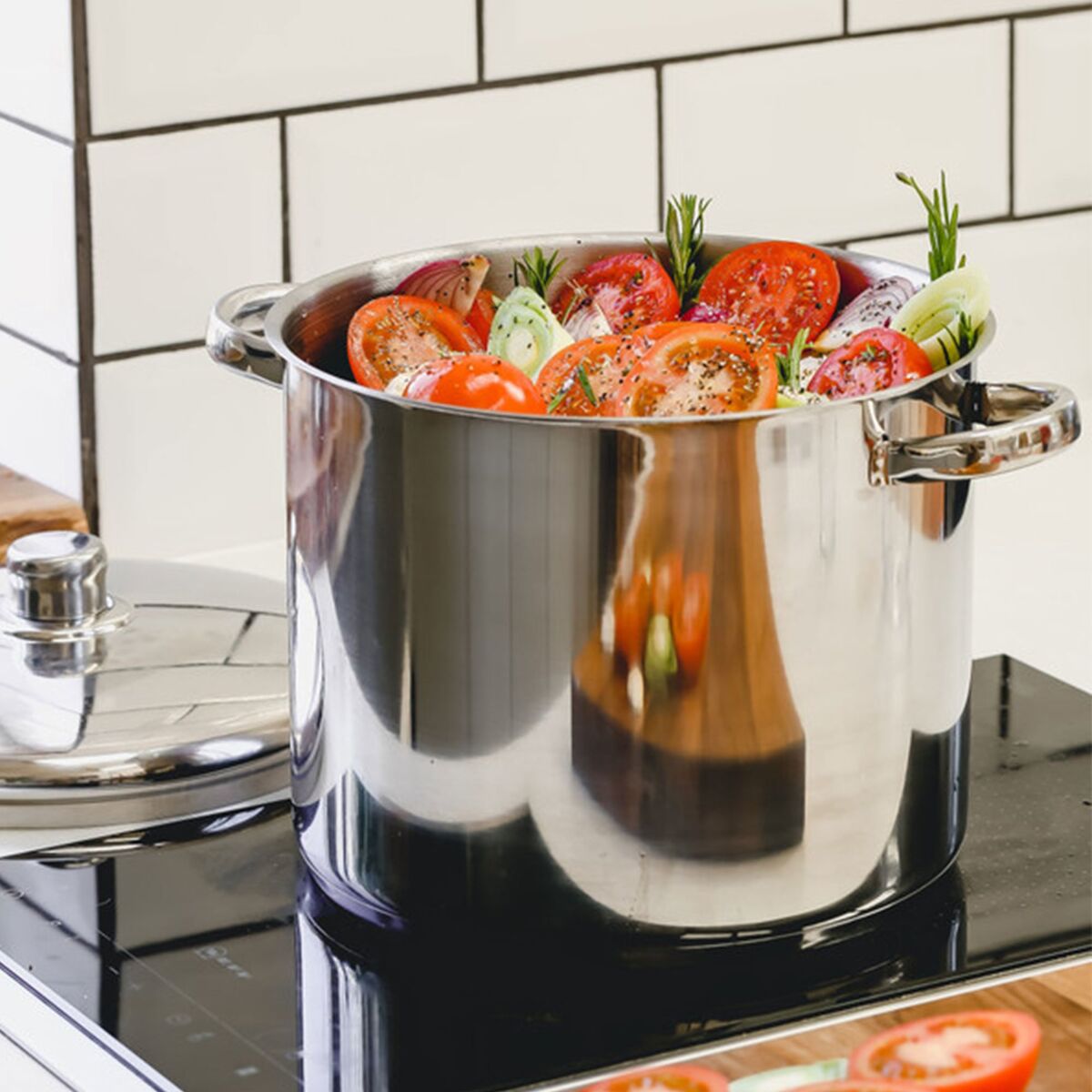 Gryde med låg 11 liter, rustfrit stål