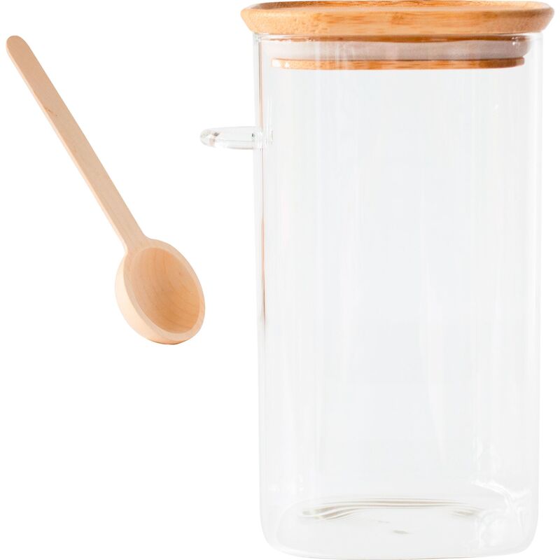 Lasipurkki bambukannella ja mittalusikalla 1400 ml