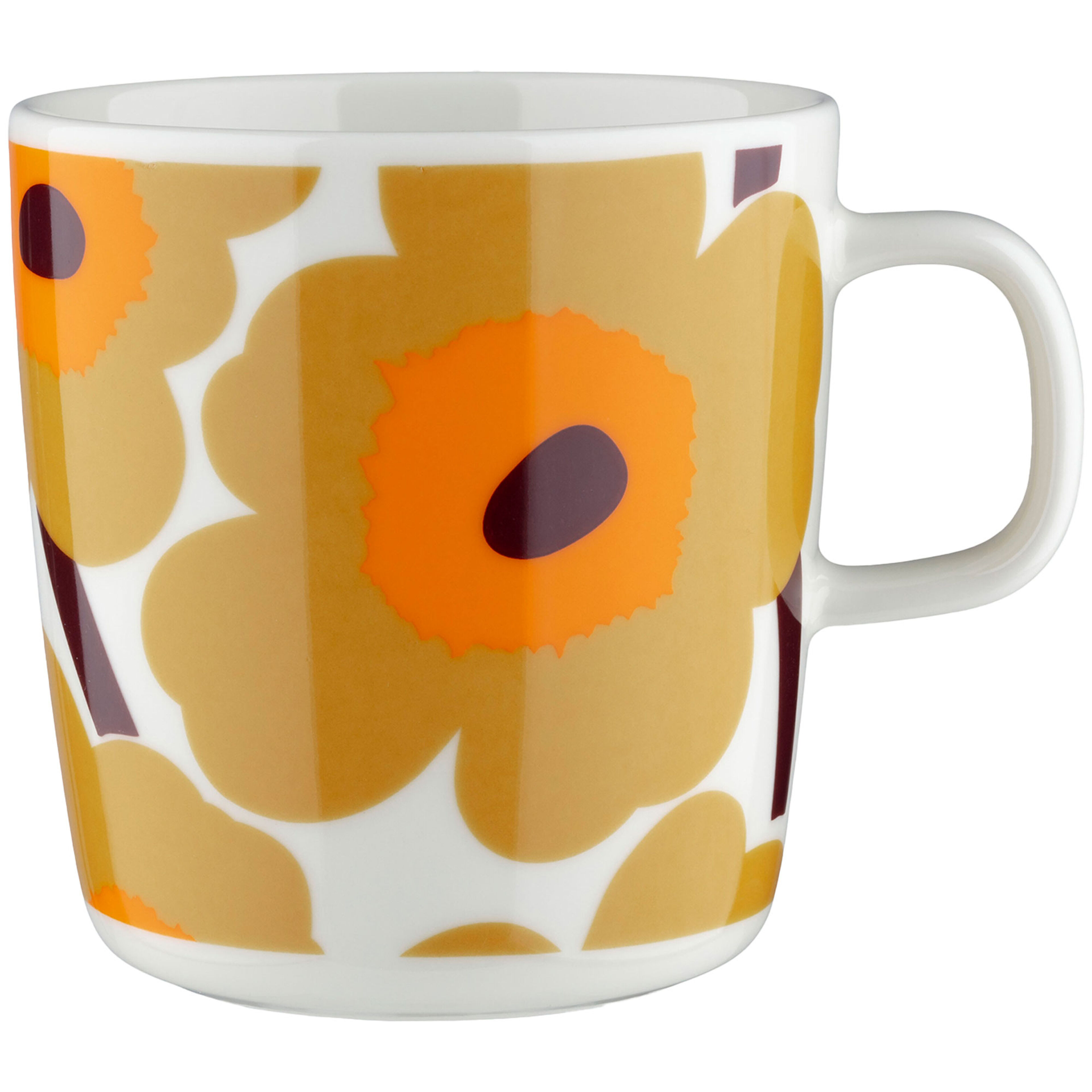 Marimekko Unikko krus 4 dl, hvit/karamell/oransje