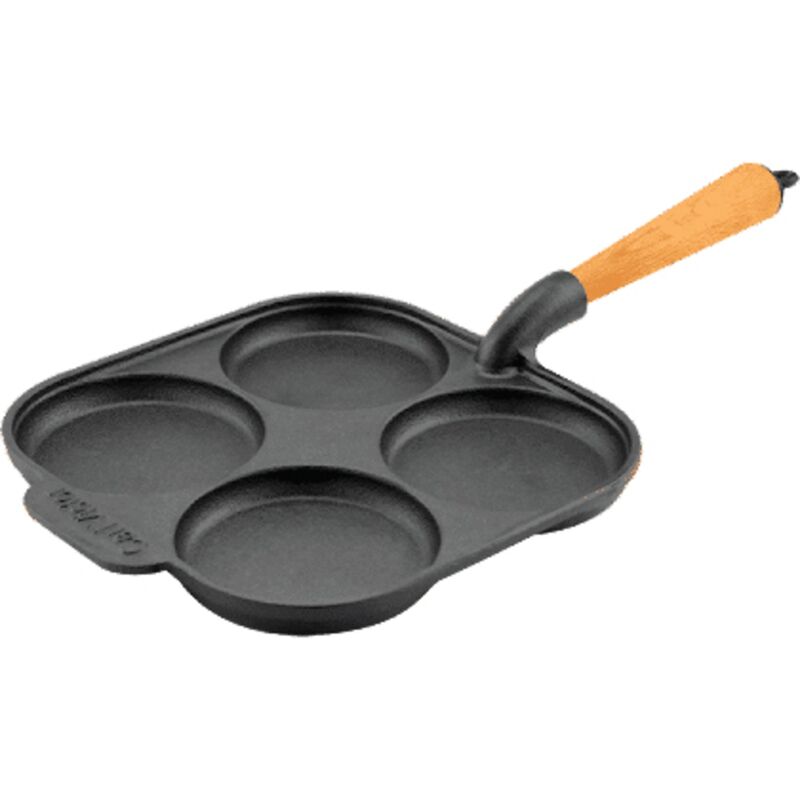 Egg gjutjärnspanna, handtag i bok