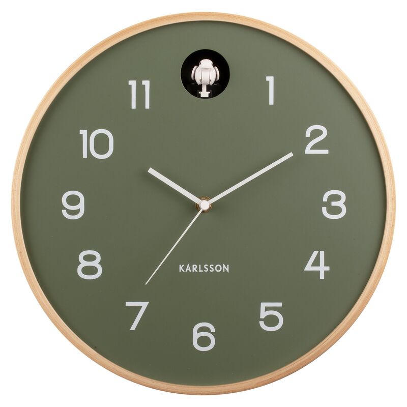 Natural Cuckoo väggklocka 31,5 cm, grön