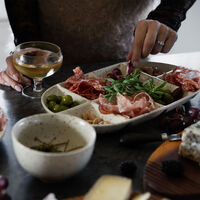 Ditte serveringsfad large, beige/bordeaux