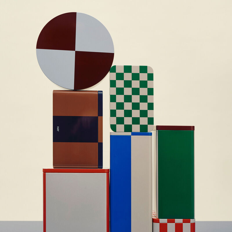 HAY Oppbevaringsboks rund, burgundy/isblå