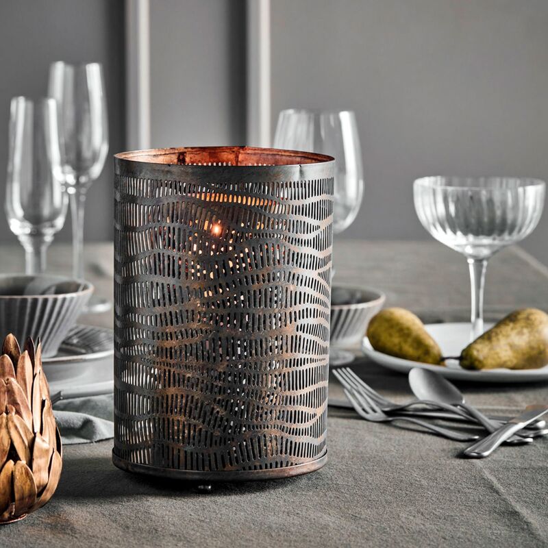 Erna lysestage, antik brun