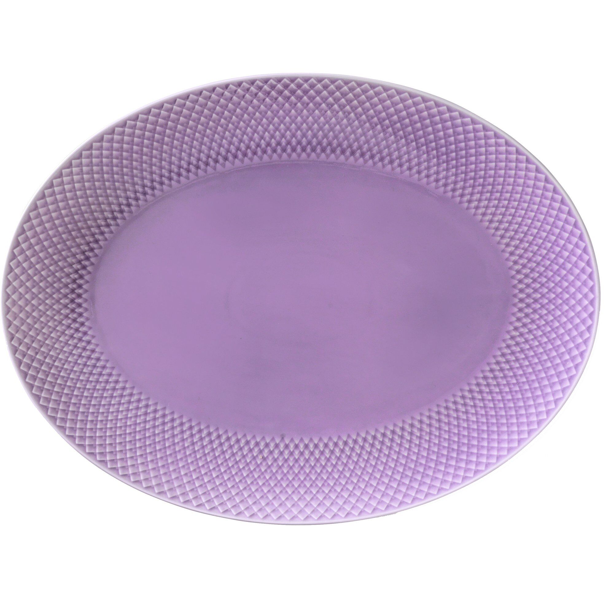 Lyngby Porcelæn Rhombe ovalt serveringsfat 35x26,5 cm Lyselilla