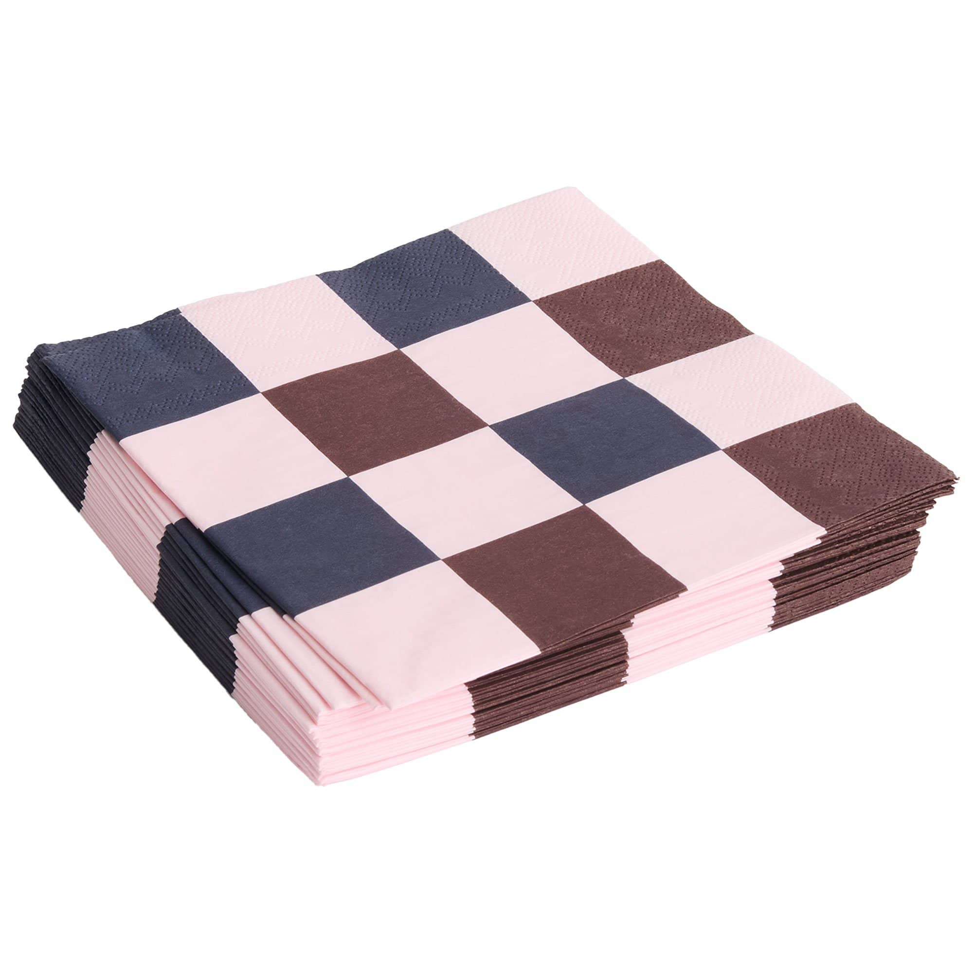 Produktfoto för HAY - Pattern Napkins - Servetter av tyg - Light Pink, Bordeaux and Black - Medium Check / Set of 20 - Lunch - W33 x D33 cm