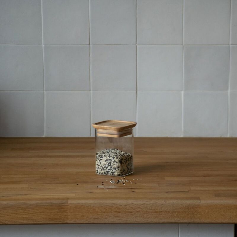 Glasskrukker med bambuslokk XS, 2 stk.