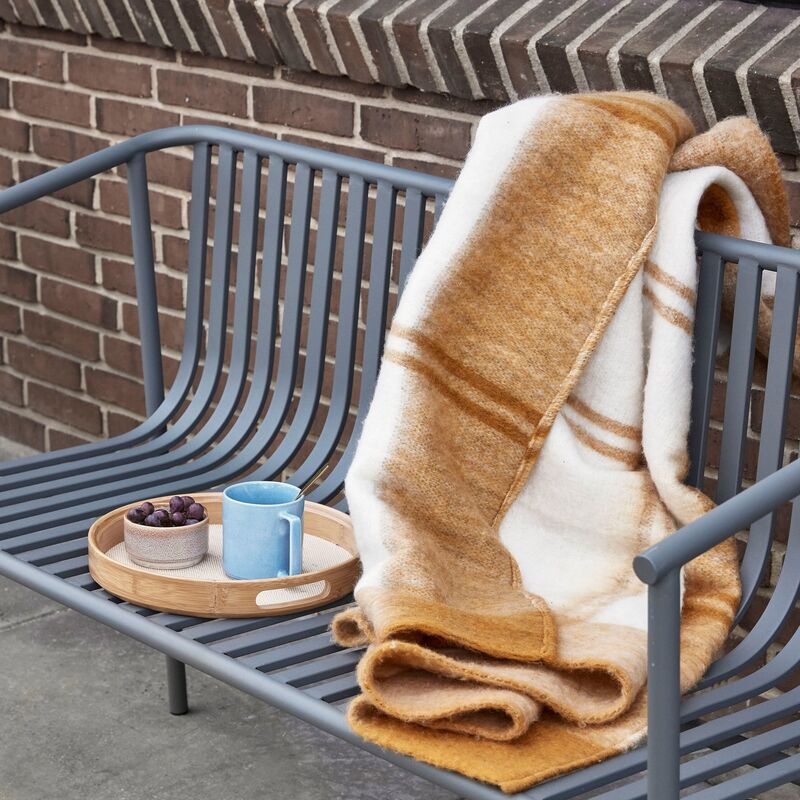 Canvas rund bricka 2 st, beige/natur