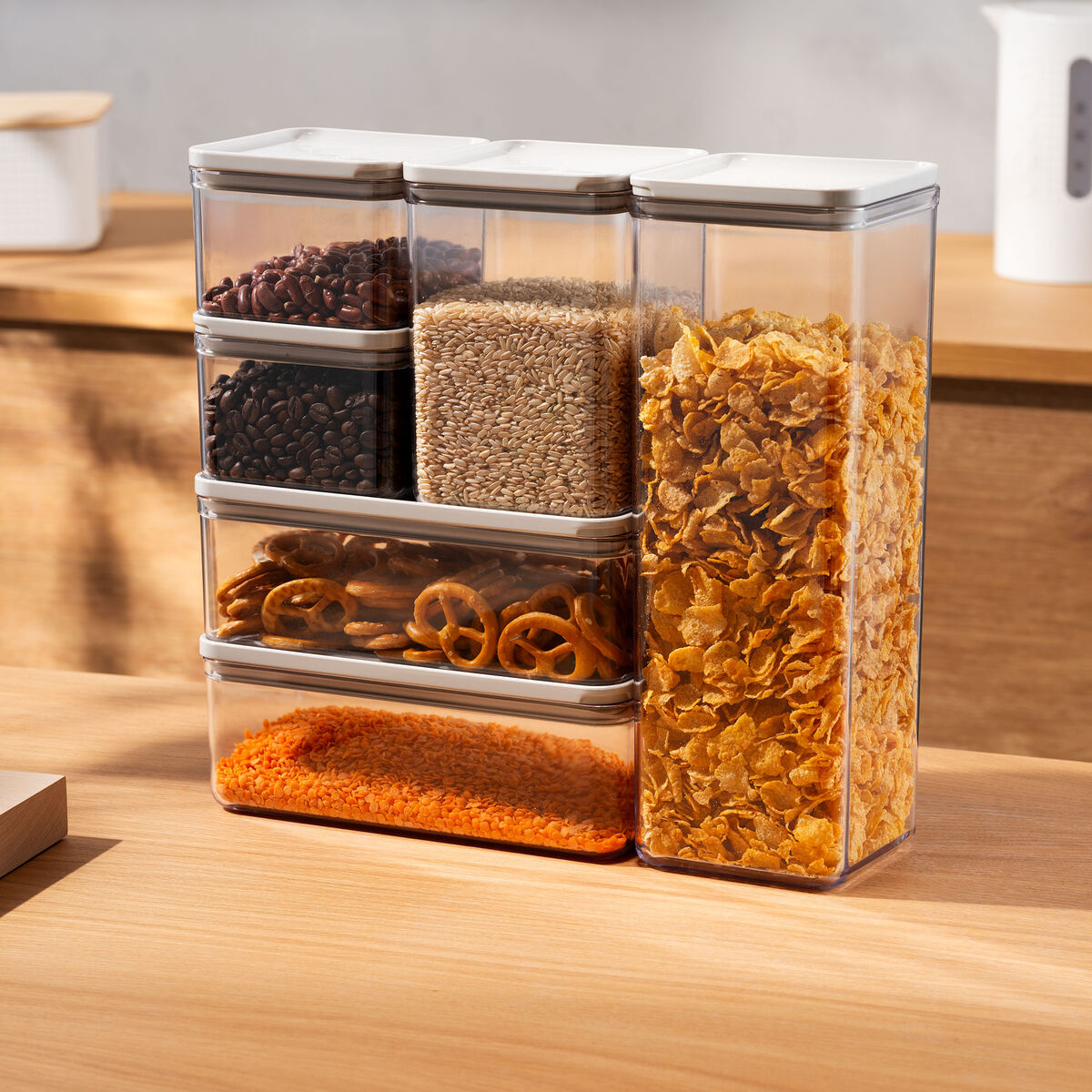 Canteen oppbevaringsbokser 6 deler, hvit