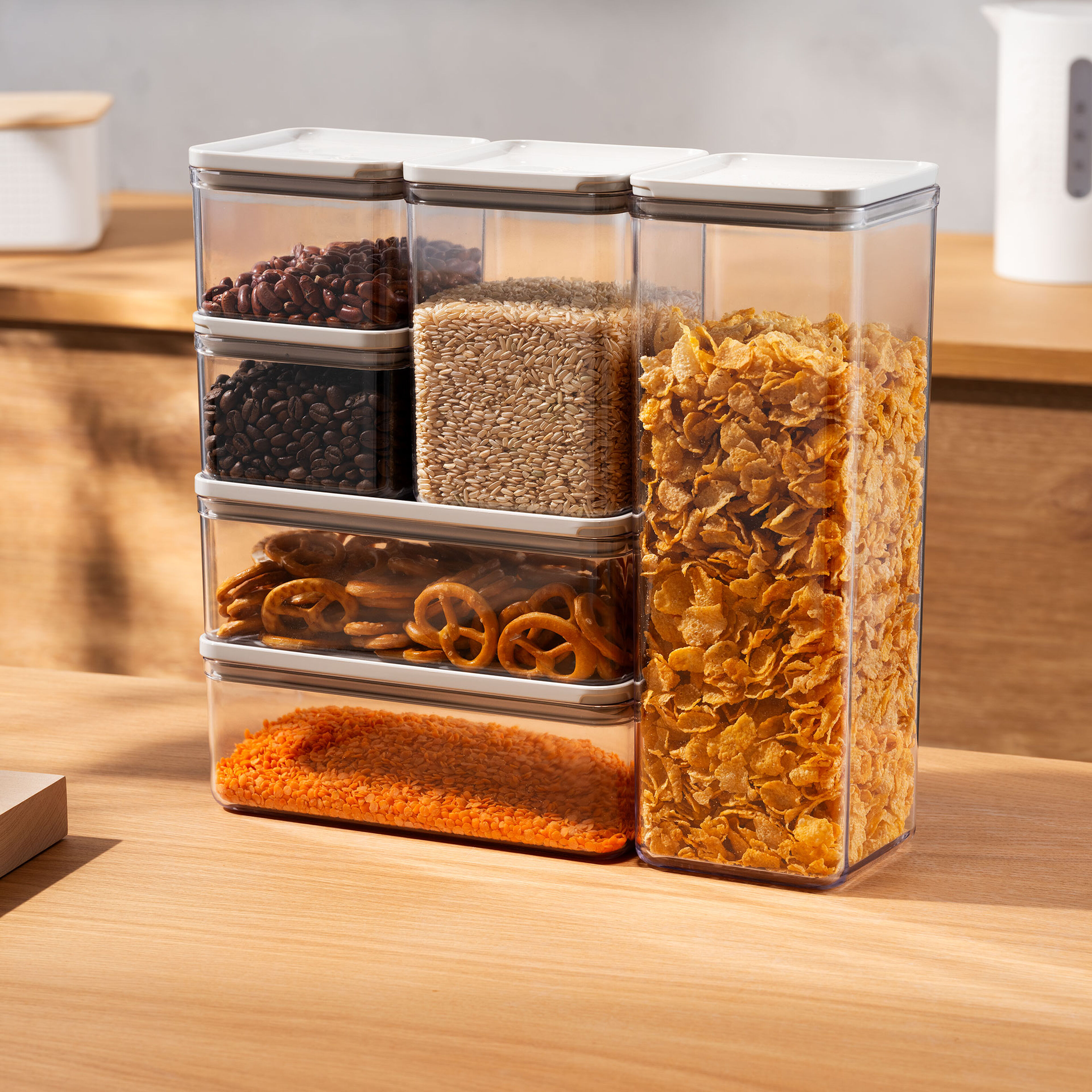 Canteen opbevaringsbeholdere 6 dele, hvid