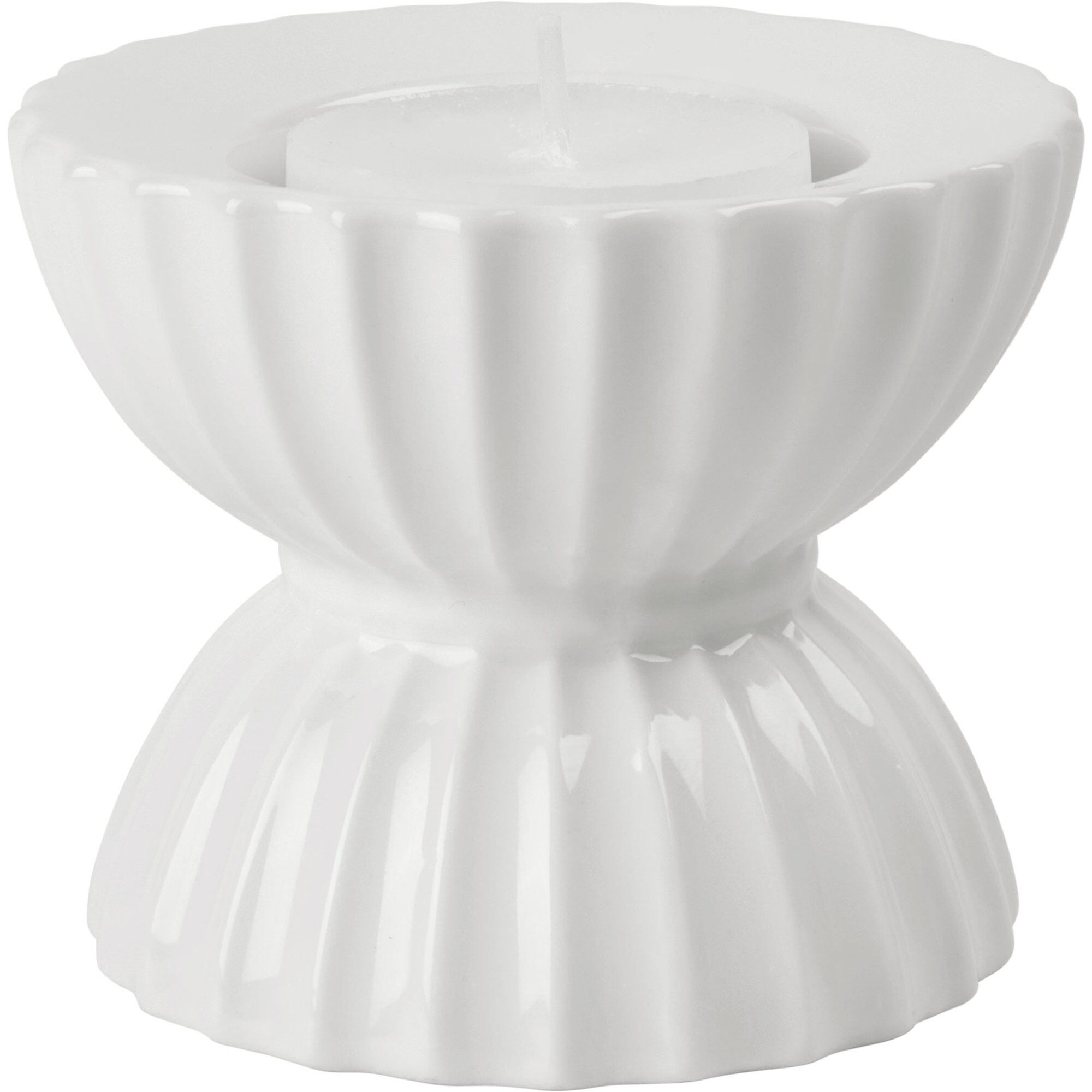 Tura lysestake for telys Ø8 cm, hvit