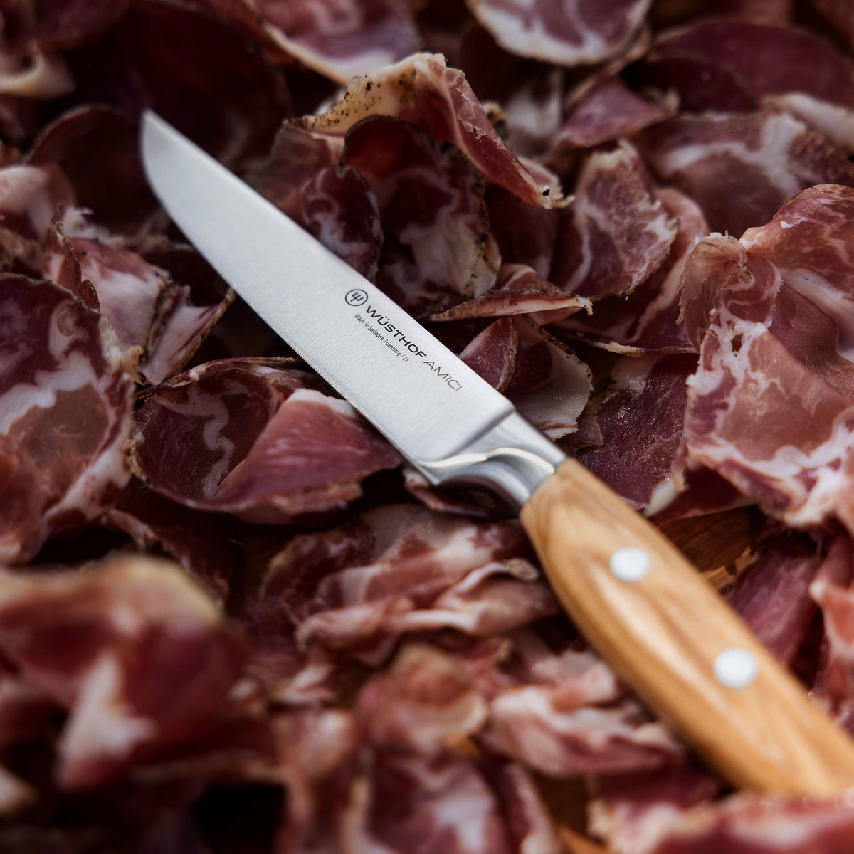 AMICI Steak Kniv 12 cm, Oliventre
