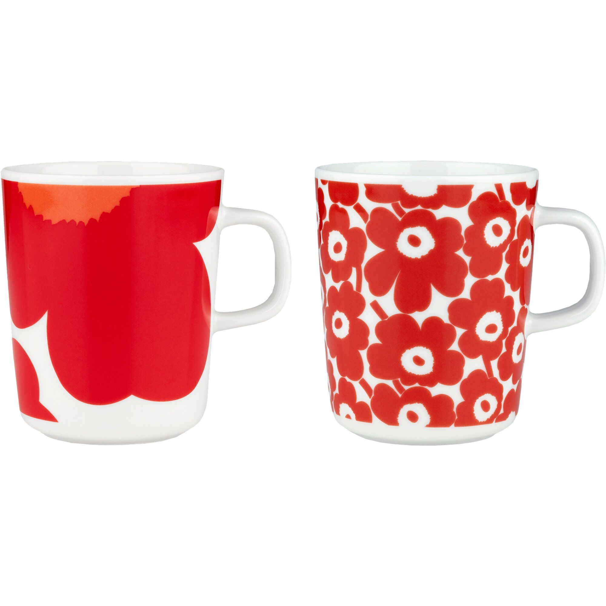Iso Unikko + Pikkuinen Unikko mugg 2-pack, vit/röd