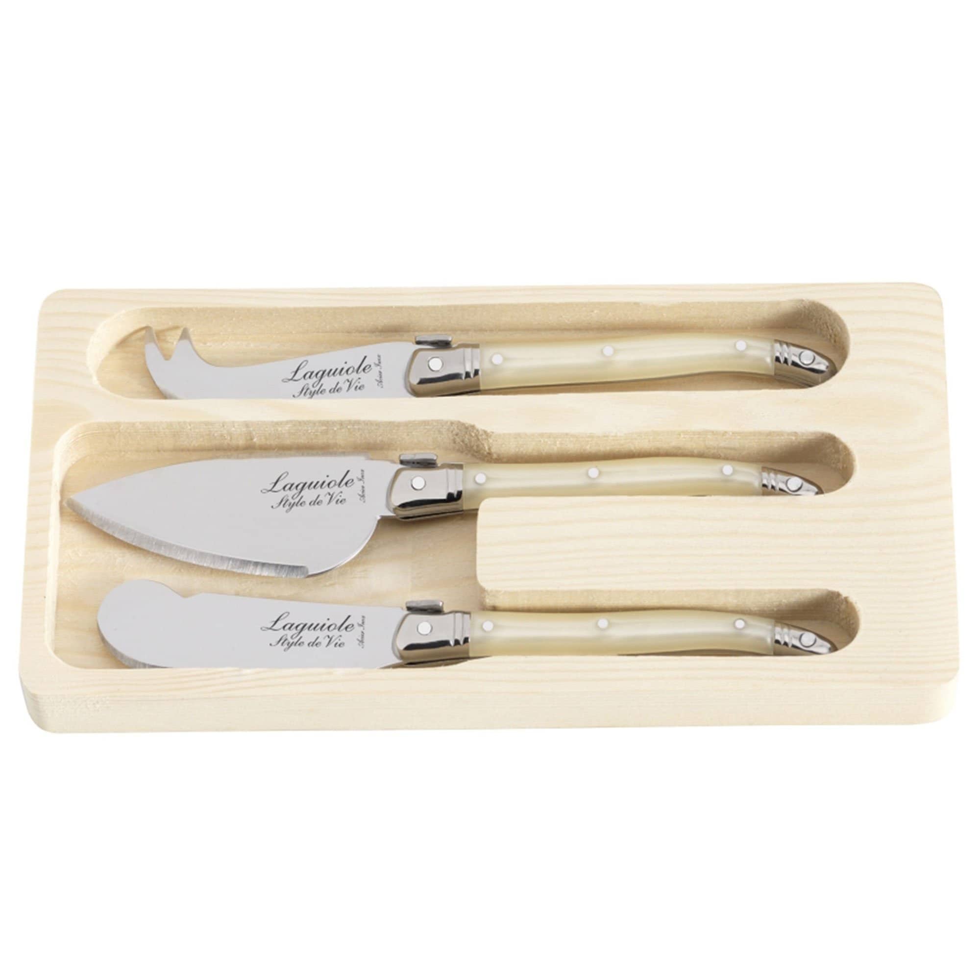 Laguiole Ostknive, pearl, 3 stk.