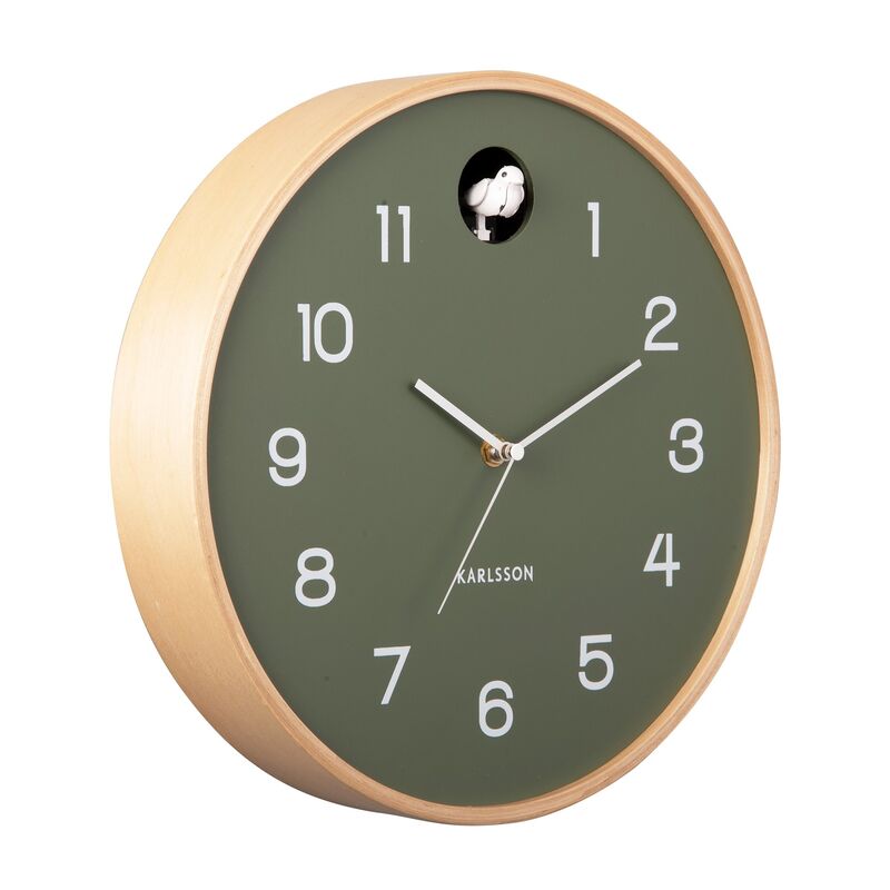 Natural Cuckoo väggklocka 31,5 cm, grön