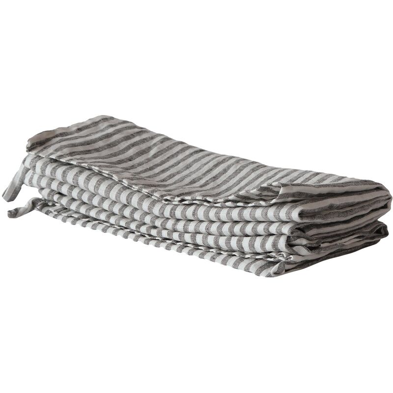 Kökshanduk i linne, grå/vit