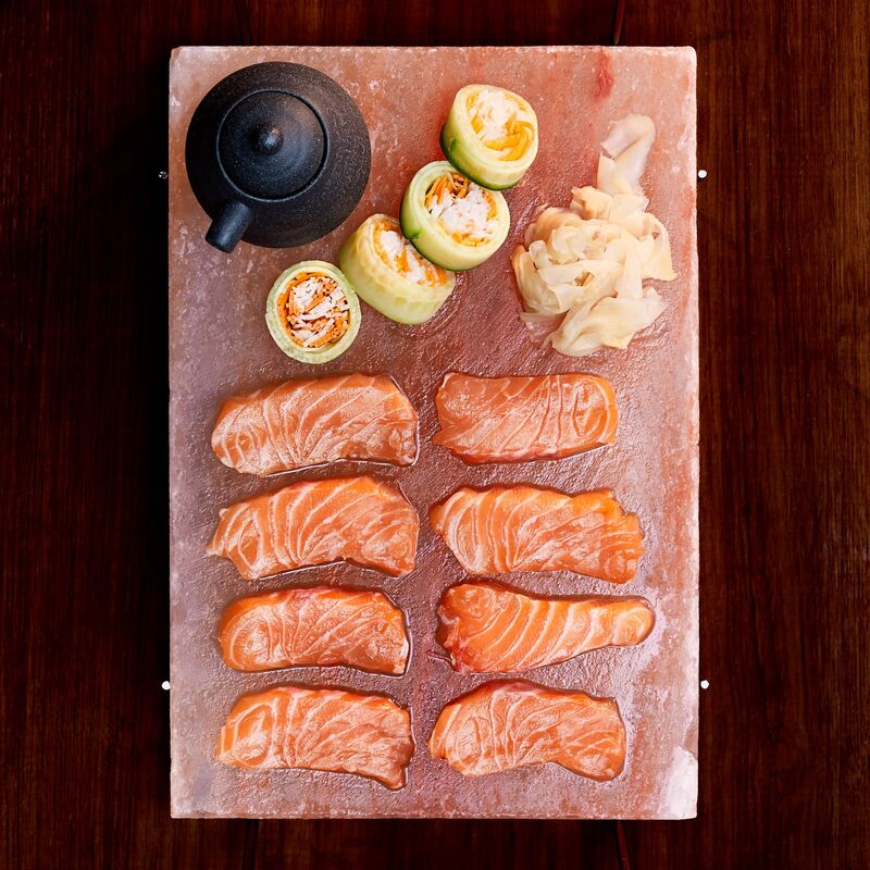 Gourmetset med gasbrännare, saltsten och dressingflaska