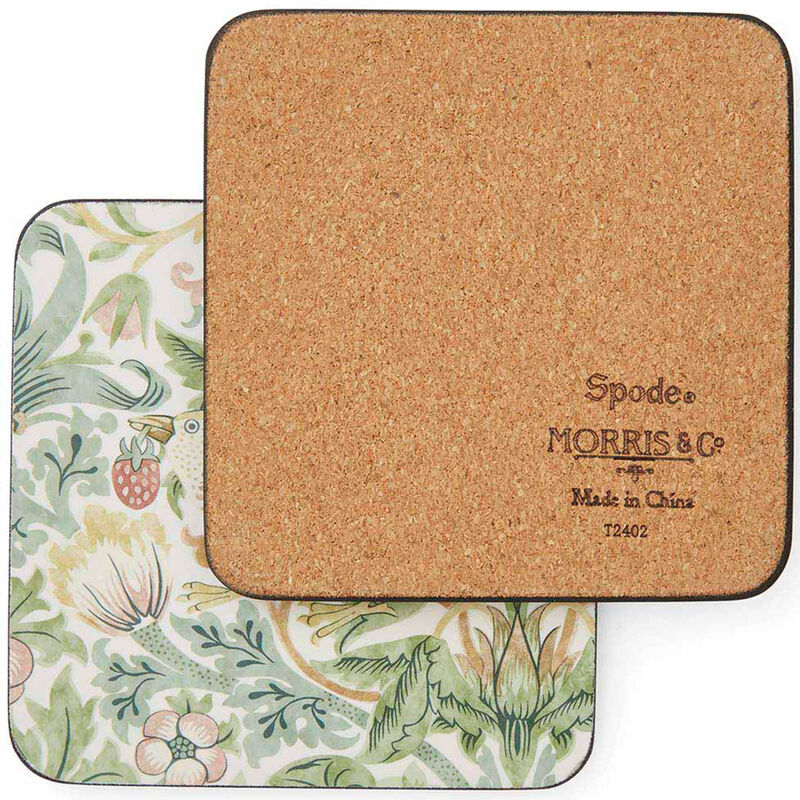 Spode Morris & Co Strawberry Thief glassbrikker 6-pakning, grønn