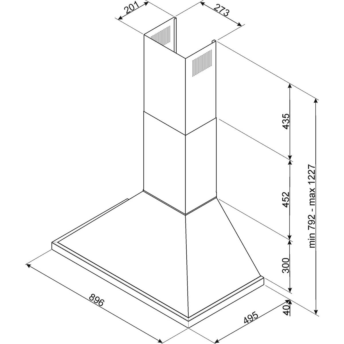 KPF9AN Portofino liesituuletin 90 cm, antrasiitti