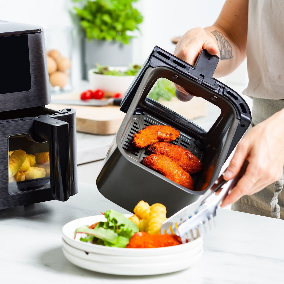 Bistro airfryer 8 liter, 2 kurver