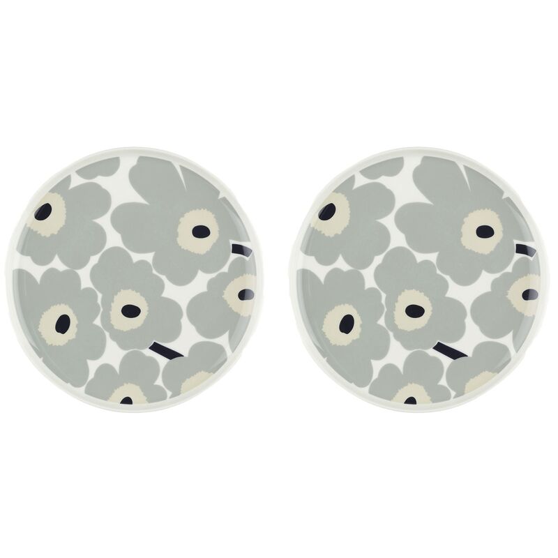 Unikko lautanen 25 cm 2 kpl, valkoinen/harmaa/hiekka