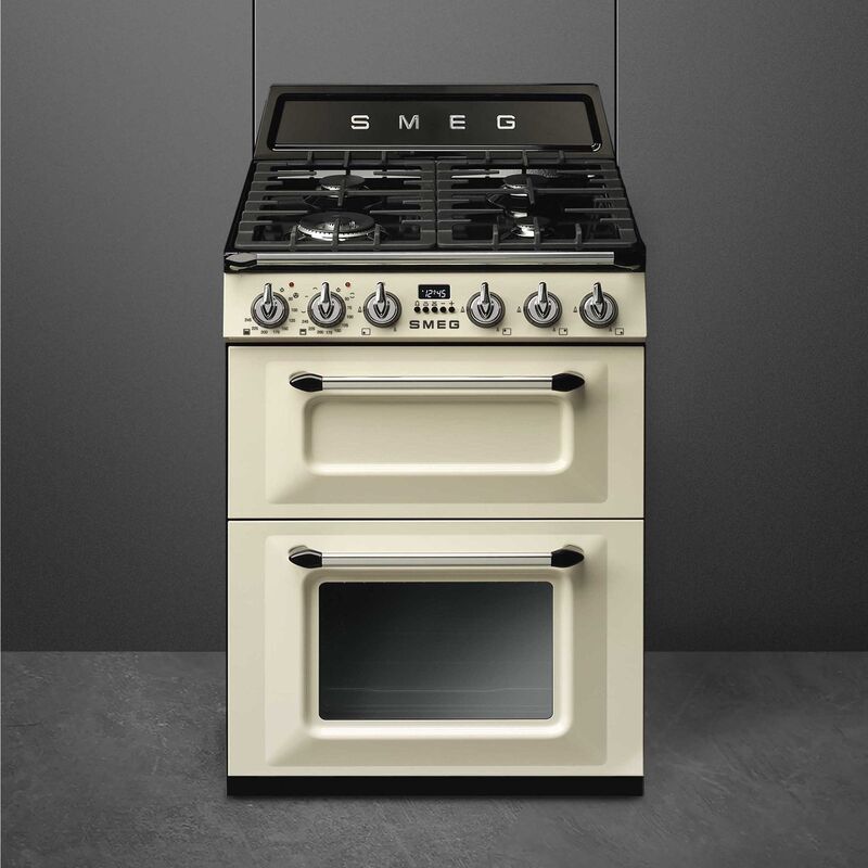 60 cm Victoria kaasuliesi kahdella uunilla, Creme