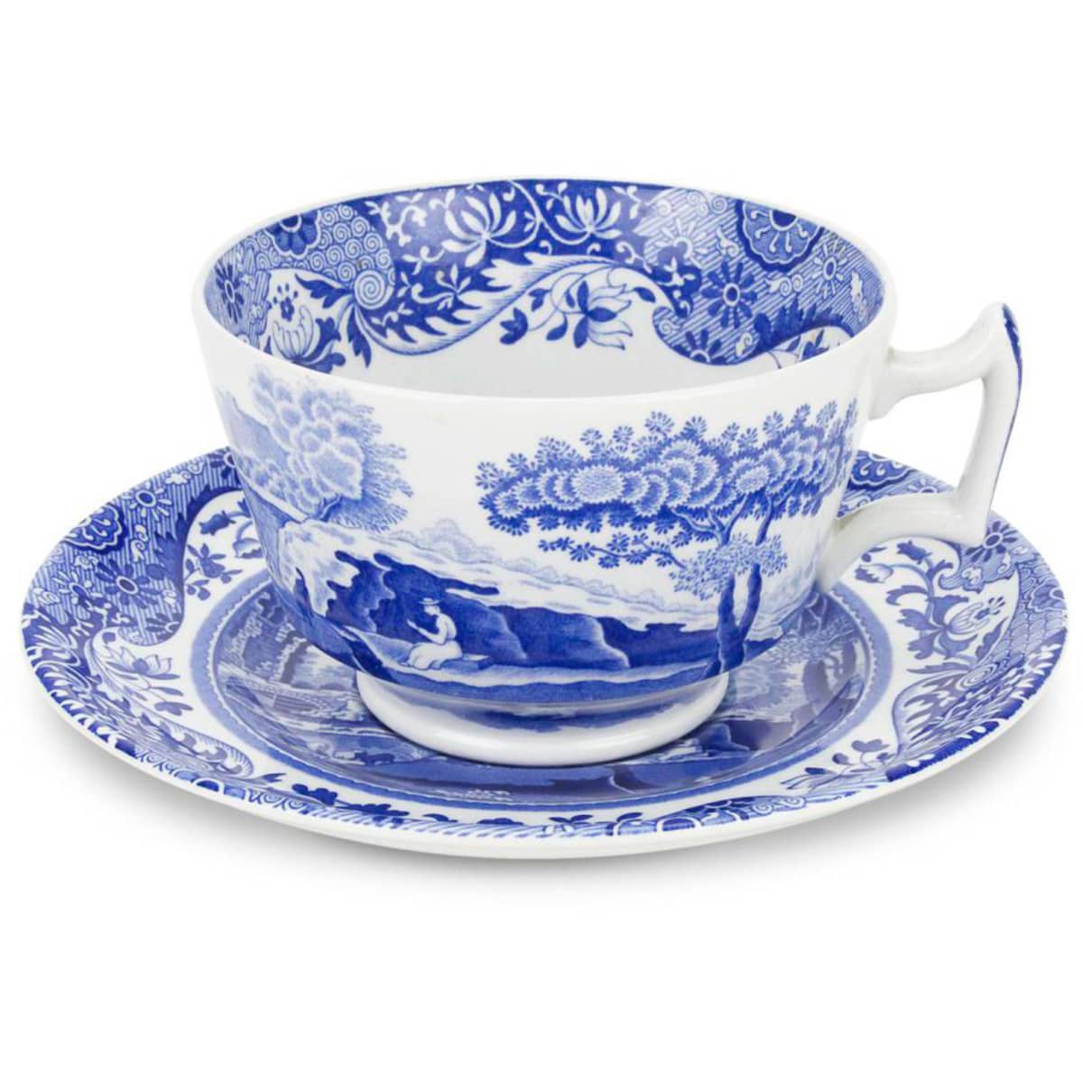 Aamiaiskuppi ja aluslautanen Blue Italian