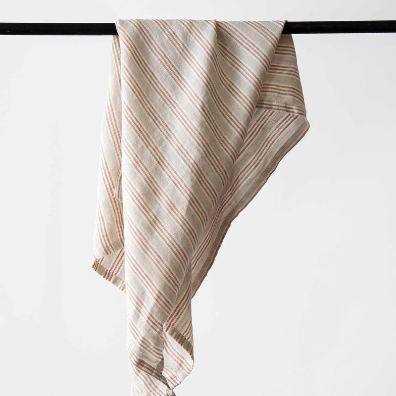 Keittiöpyyhe pellavaa 50x70 cm, hazelnut stripe