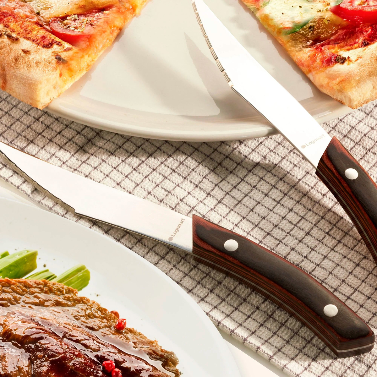 Napoli pizza- ja pihviveitset 4 kpl, tummaa puuta