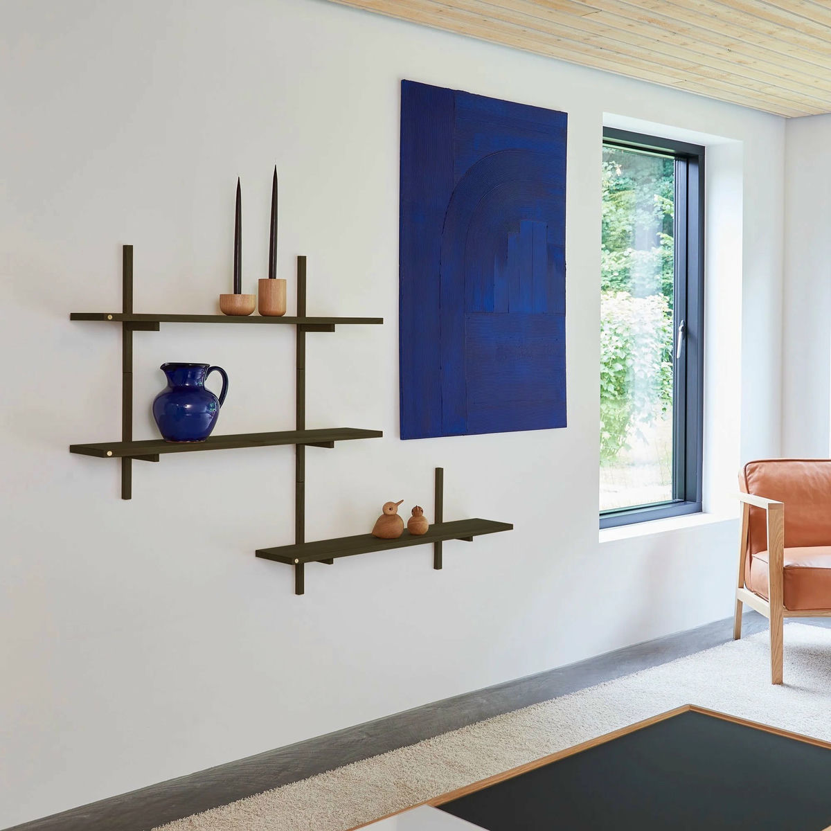A-Light Shelf væghylde 90 x 30 cm, olivengrøn