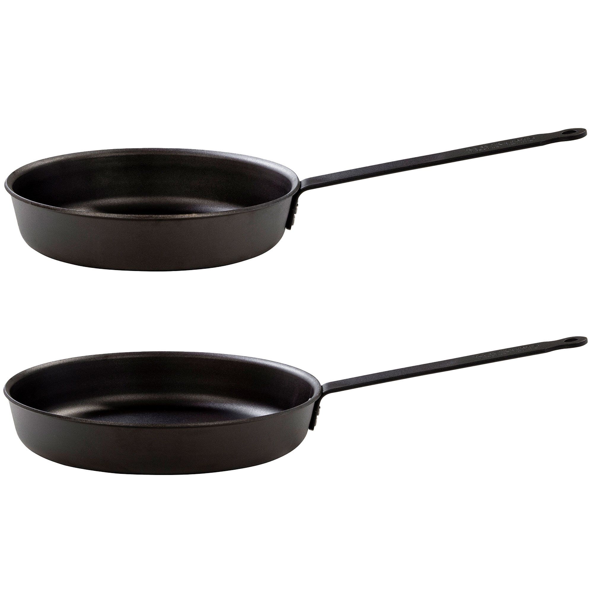 Kockums Jernverk Stekpanneset kolstål, 24 + 28 cm