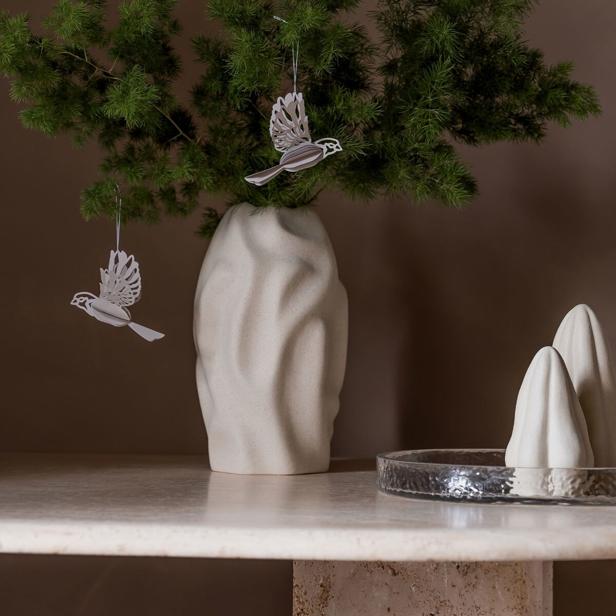 Paper Bird koriste 2-pakkaus, sand