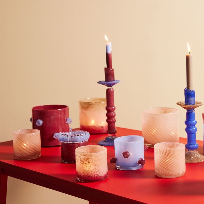 Lara kynttilälyhty 10 cm, viininpunainen