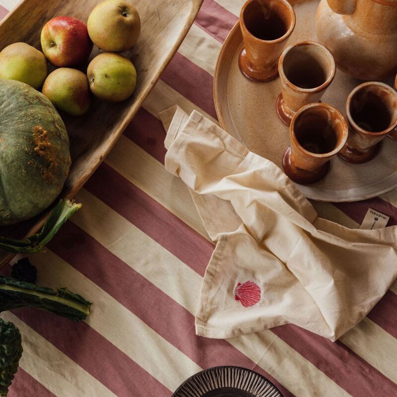 Irene bordsduk 250x145 cm, terrakotta/gul