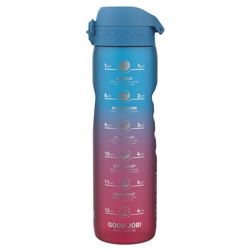 Motivational Bottle vattenflaska 1 liter, blue/pink