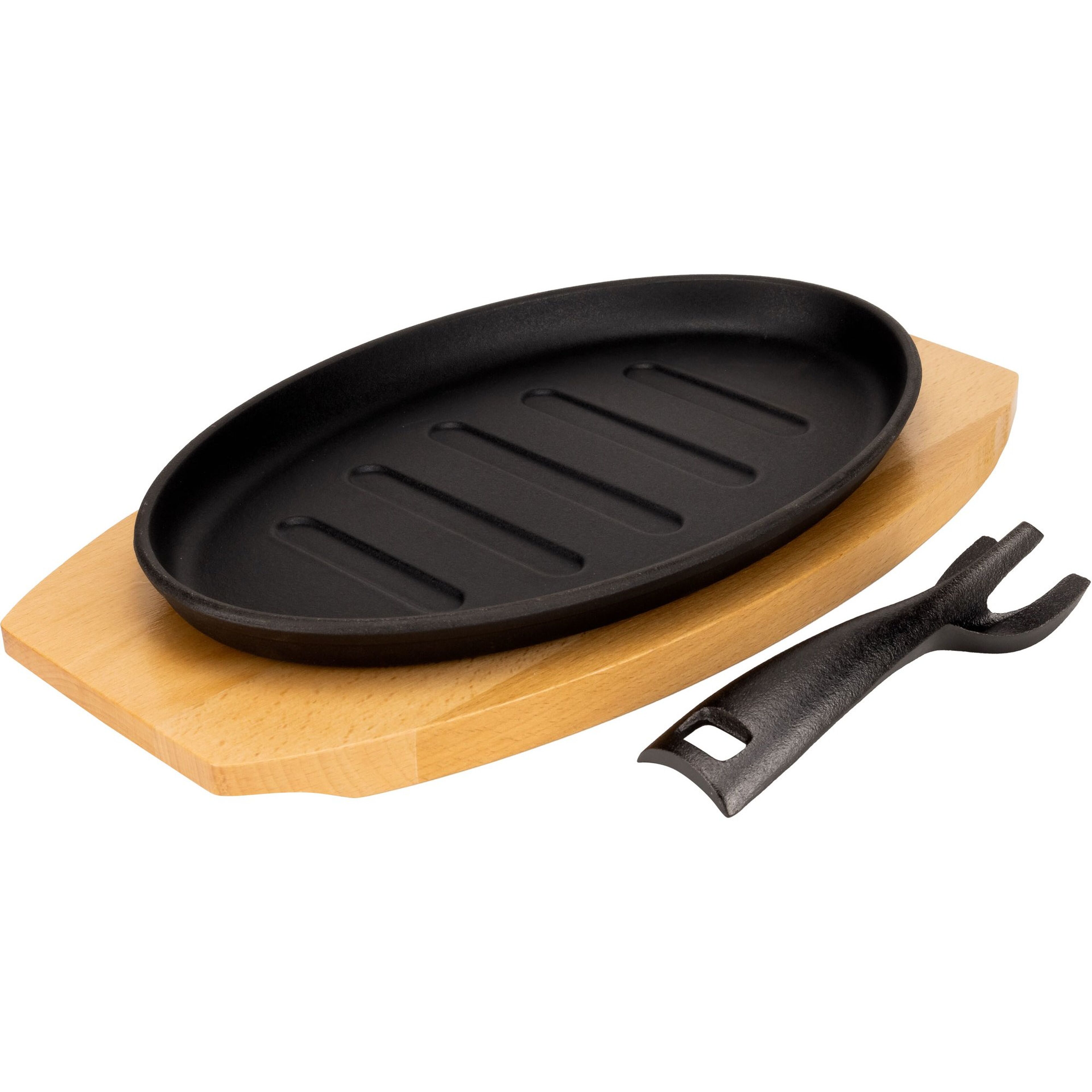 Sizzle Gjutjärnspanna, underlägg i trä