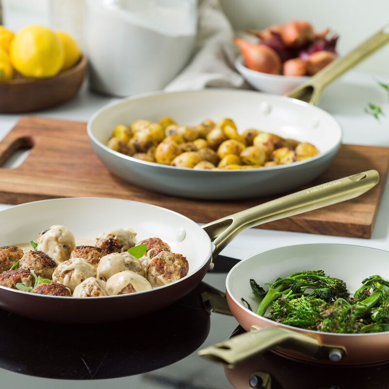 Shades stekepannesett 3 deler, copper/chocolate brown/quartz grey