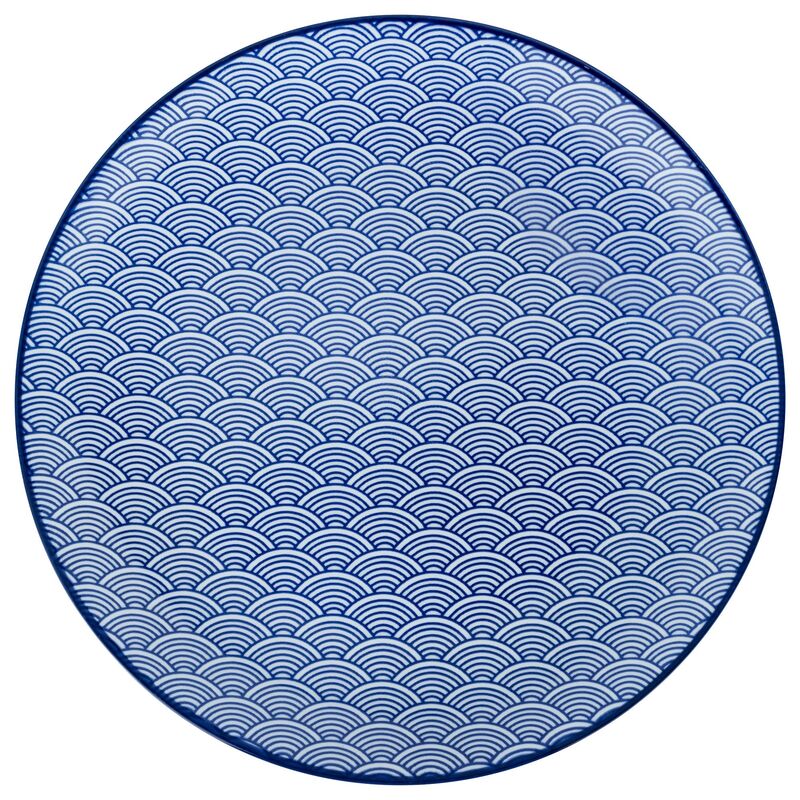 tallrik 20,5 cm 4-pack, blå/vit