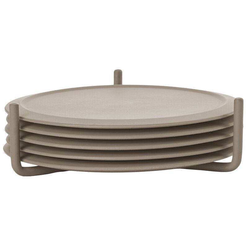 Glassbrikker 6 stk med holder, taupe