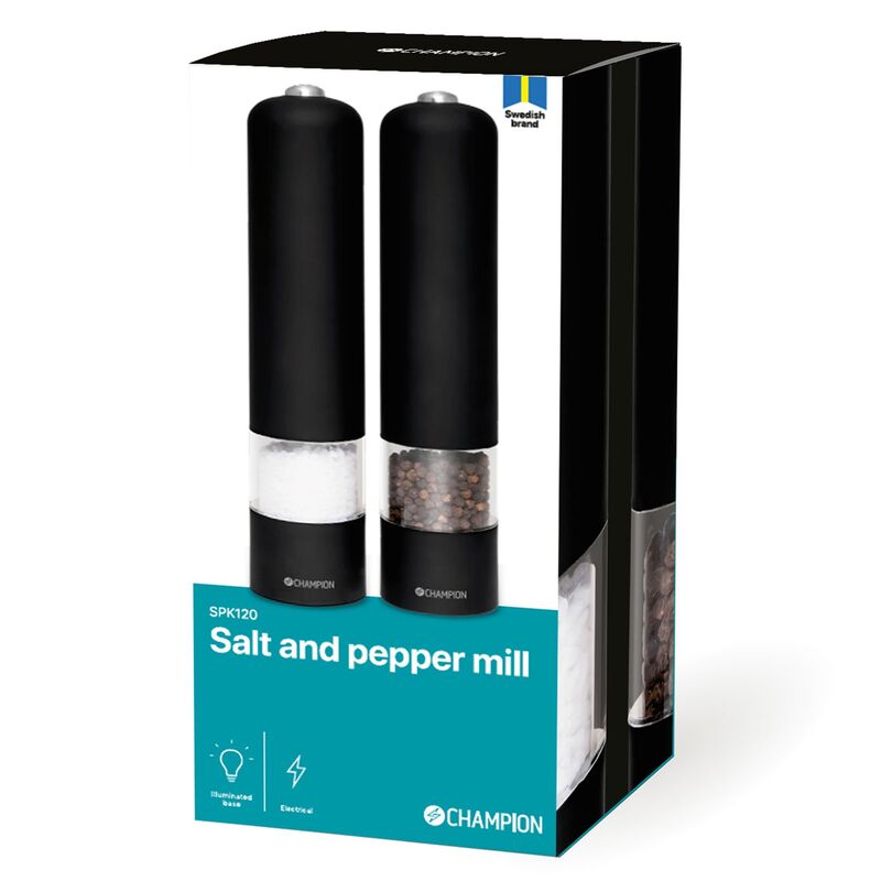 Elektrisk salt- & pepparkvarn, mattsvart