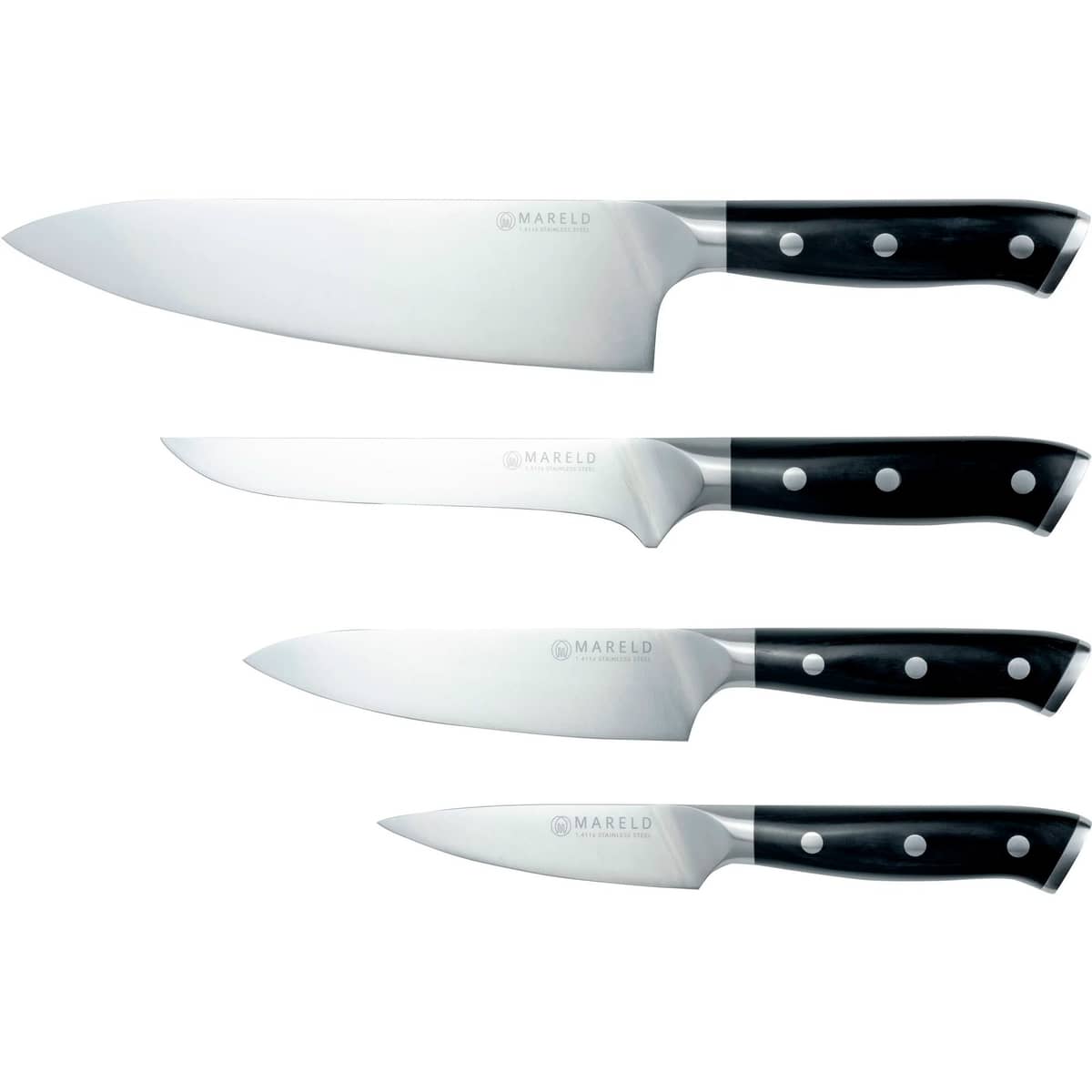 Knivsett, 4 kniver, svart