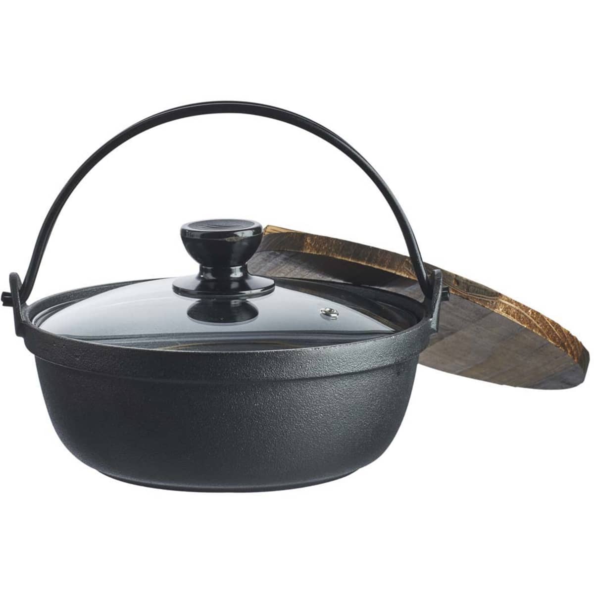 Valurauta-astia, jossa on uunikansi ja puukansi, Ø 21 cm, 1,8 litraa