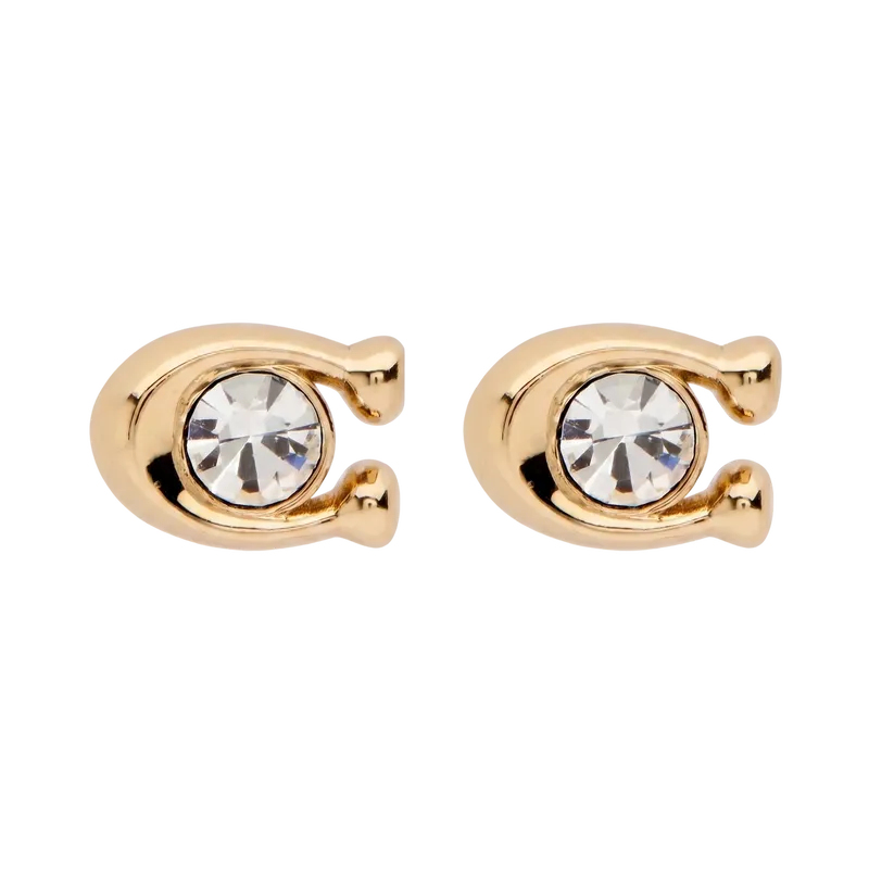 Gold C Crystal Starter Stud